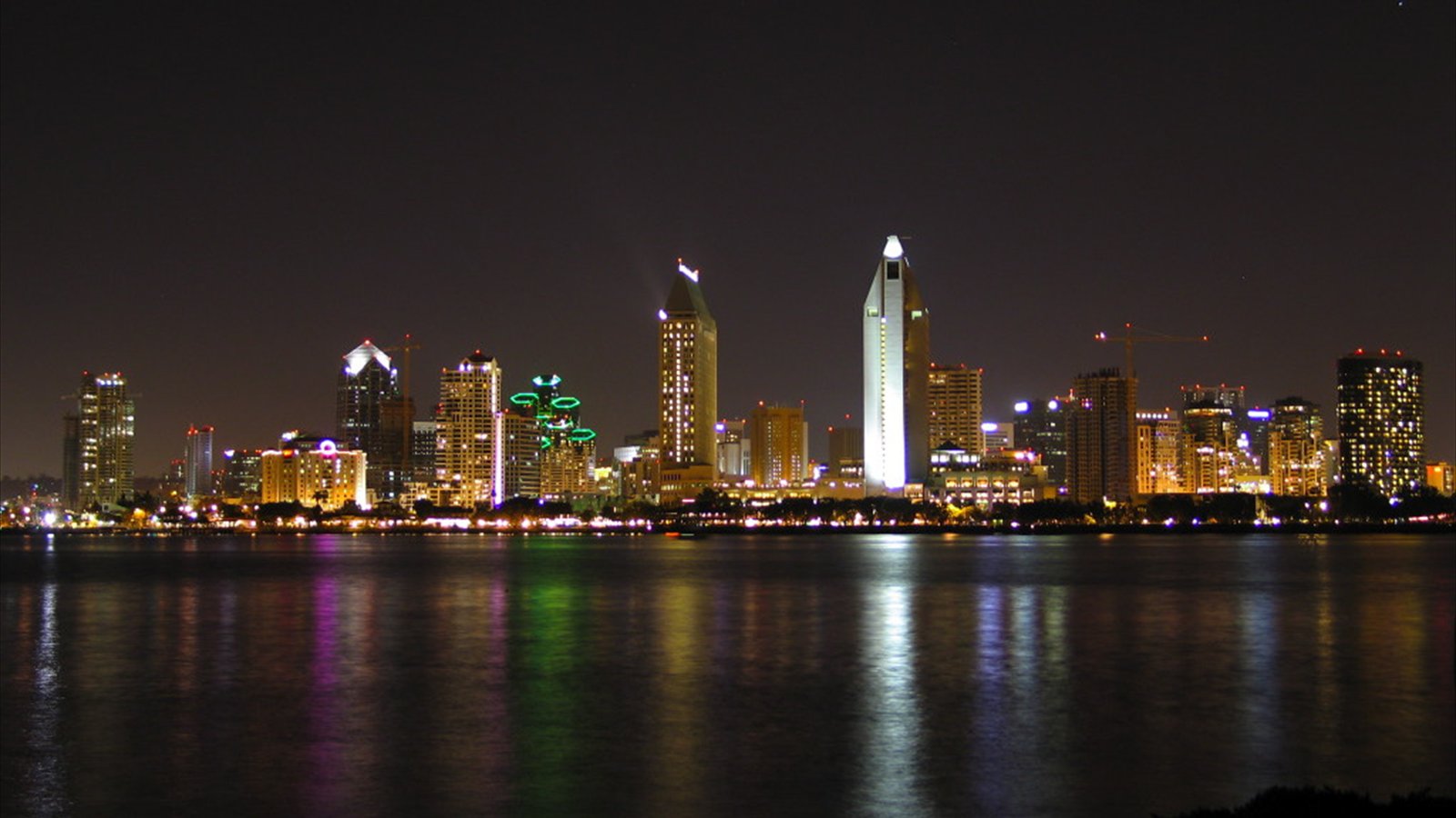 Downtown San Diego Skyline at night, viewed from Coronado towards Downtown, using: Aperture: f2.2 Shutter Speed: 4 sec Focal Length: 11.2 mm