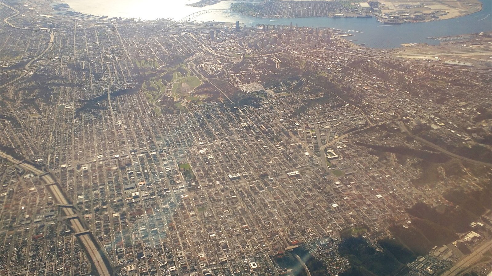San Diego looking towards downtown and Coronado , Hillcrest and North Park in foreground