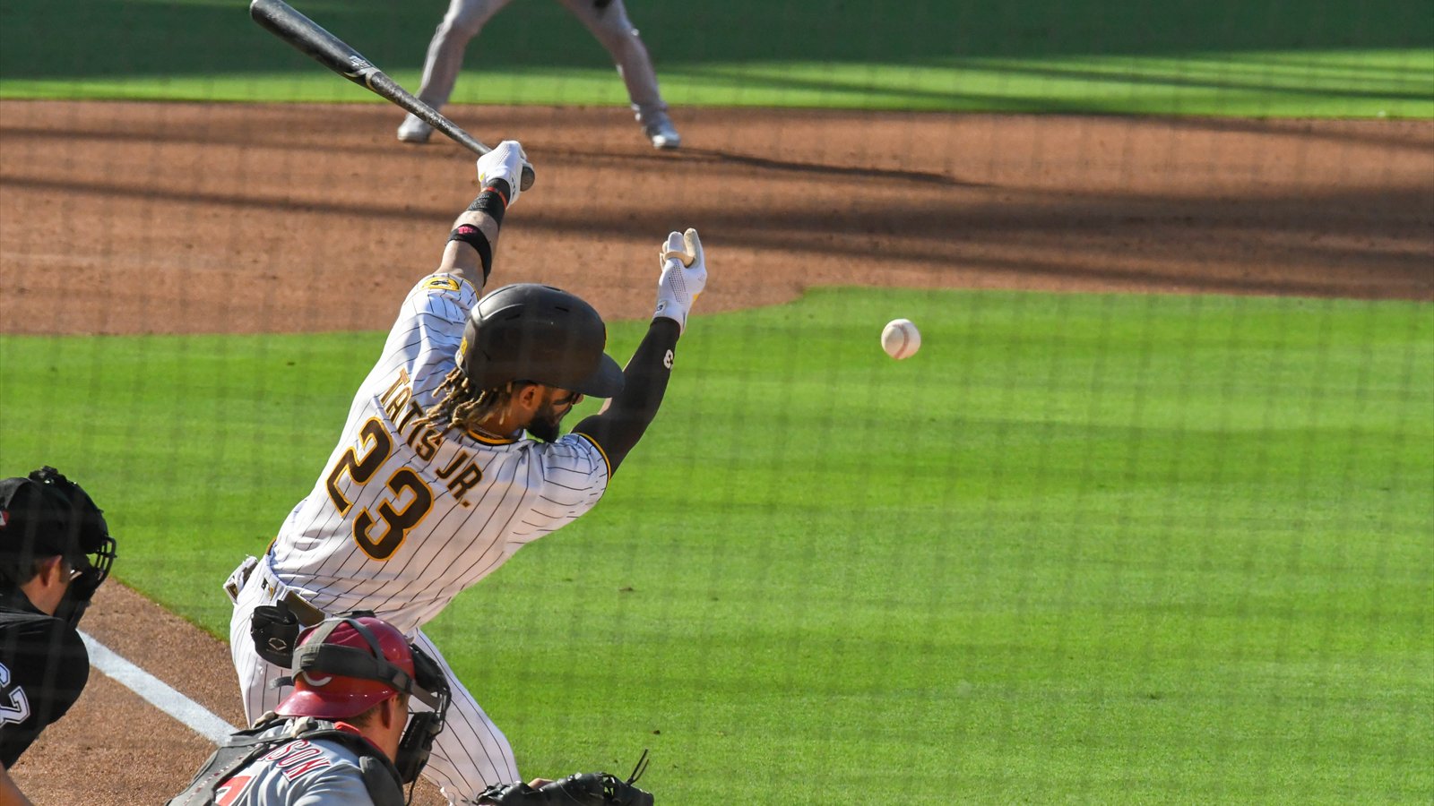 Fernando Tatis Jr. batting for the San Diego Padres during a baseball game.