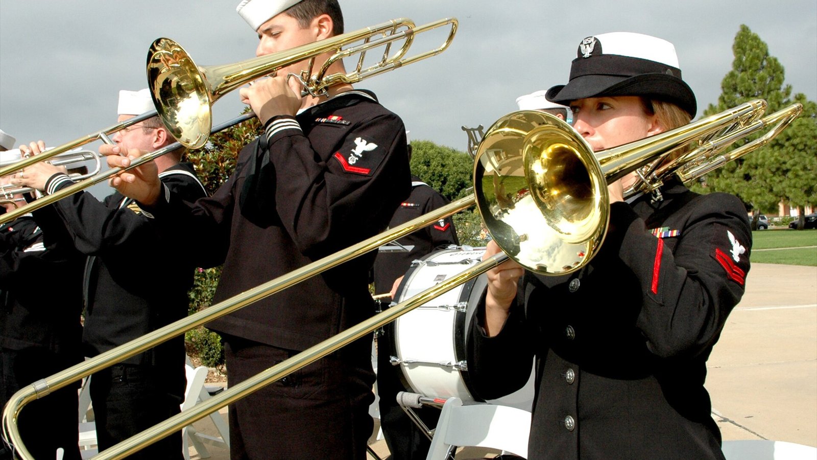 SAN DIEGO (Nov. 17, 2007) Navy Band Southwest members perform "Anchors Aweigh," during the opening ceremonies for Navy Day at Liberty Station. This event is a part of San Diego Fleet Week and celebrates the 84th…