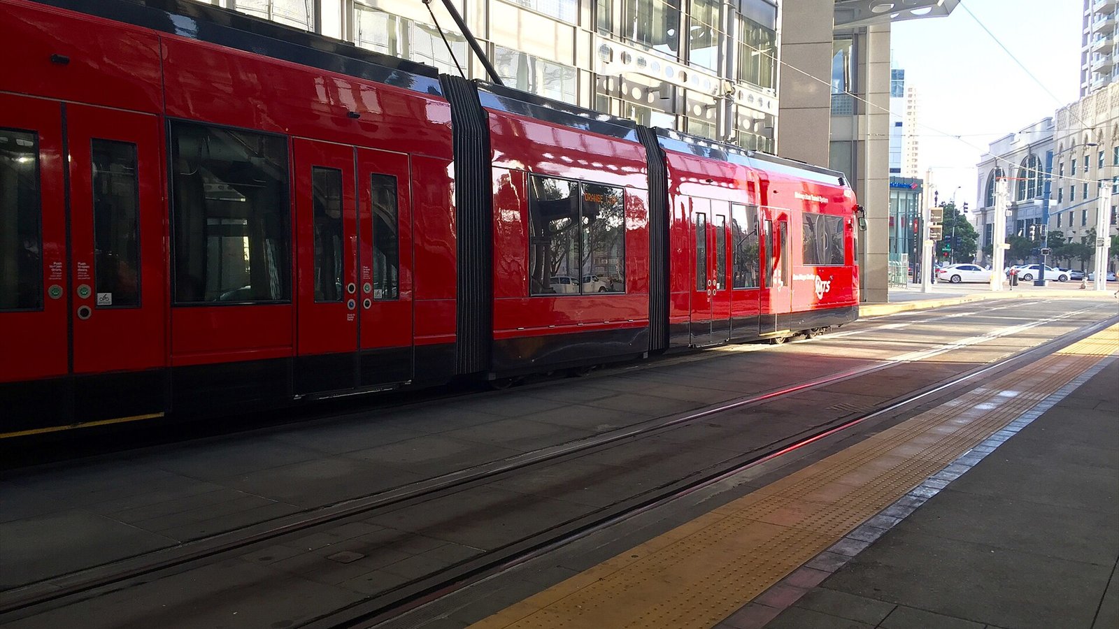 San Diego Trolley at America Plaza Station.